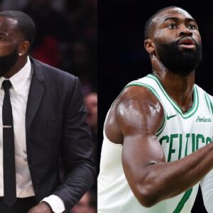 Kendrick Perkins (L), Jaylen Brown (R)