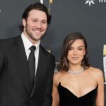 Josh Allen and Hailee Steinfeld on the red carpet before Super Bowl LIX NFL Honors at Saenger Theatre.