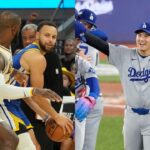 (L) LeBron James and Stephen Curry (R) Shohei Ohtani