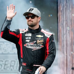 Mar 2, 2025; Austin, Texas, USA; NASCAR Cup Series driver Ricky Stenhouse Jr (47) walks out onto the stage for driver introductions before the EchoPark Automotive Grand Prix at Circuit of the Americas.