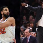 Karl-Anthony Towns (L), Kendrick Perkins (R)