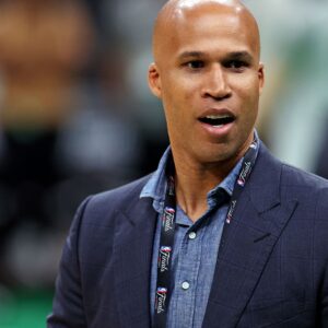 Jun 5, 2024; Boston, MA, USA; TV analyst and former player Richard Jefferson during the NBA Finals Media Day at TD Garden