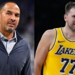 Nico Harrison (L), Luka Doncic (R)