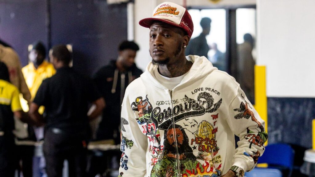 Miami Heat guard Terry Rozier (2) arrives at the arena before the game against the New Orleans Pelicans at Smoothie King Center