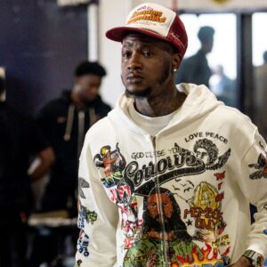 Miami Heat guard Terry Rozier (2) arrives at the arena before the game against the New Orleans Pelicans at Smoothie King Center