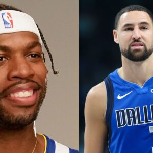 Buddy Hield (L), Klay Thompson (R)