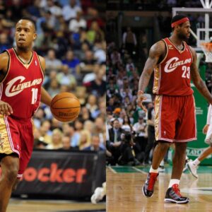 May 13, 2010; Boston, MA, USA; Cleveland Cavaliers forward LeBron James (23) and center Shaquille O'Neal (33) react after a play during the second half in game six of the eastern conference semifinals in the 2010 NBA playoffs against the Boston Celtics at TD Garden