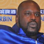 Retired NBA Basketball Herren USA superstar Shaquille ONeal reacts during a promotional event for Harbin Brewery in Chengdu city, southwest Chinas Sichuan province, 3 December 2012