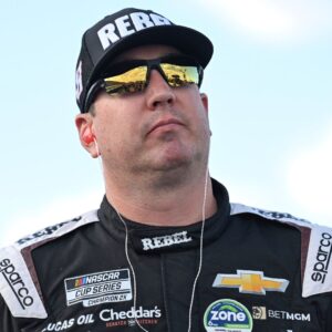 Sep 6, 2025; Madison, Illinois, USA; NASCAR Cup Series driver Kyle Busch (8) looks on during practice and qualifying for the Enjoy Illinois 300 at World Wide Technology Raceway.