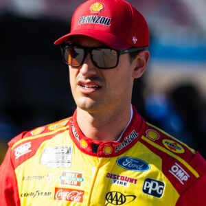 Nov 1, 2025; Avondale, Arizona, USA; NASCAR Cup Series driver Joey Logano (22) during qualifying for the NASCAR Championship race at Phoenix Raceway.