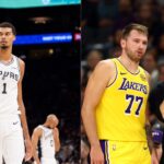 (L-R) Victor Wembanyama, Luka Doncic, and JJ Redick