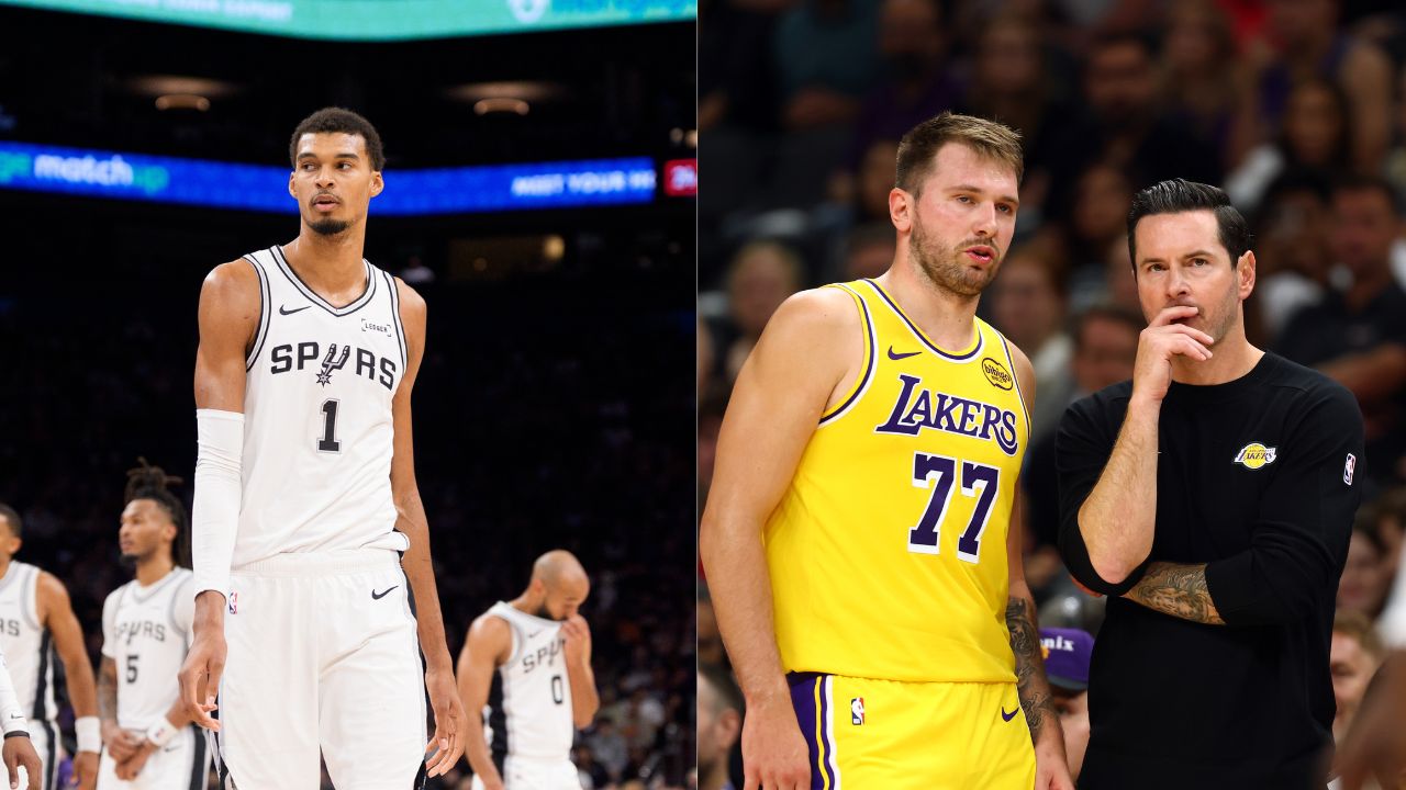 (L-R) Victor Wembanyama, Luka Doncic, and JJ Redick