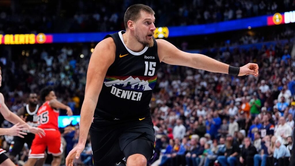 Denver Nuggets center Nikola Jokic (15) during the fourth quarter against the Chicago Bulls at Ball Arena.