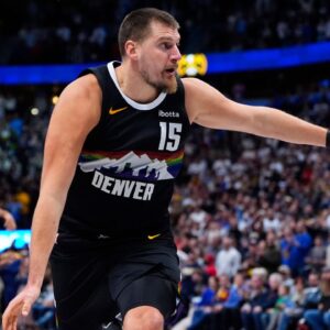 Denver Nuggets center Nikola Jokic (15) during the fourth quarter against the Chicago Bulls at Ball Arena.