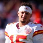 Kansas City Chiefs quarterback Patrick Mahomes (15) before the game against the Denver Broncos at Empower Field at Mile High.
