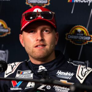 Oct 30, 2025; Avondale, Arizona, USA; NASCAR Cup Series driver William Byron during Championship Four media day at Phoenix Raceway.