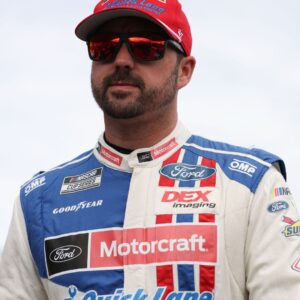 Oct 26, 2025; Martinsville, Virginia, USA; NASCAR Cup Series driver Josh Berry (21) before the Xfinity 500 at Martinsville Speedway
