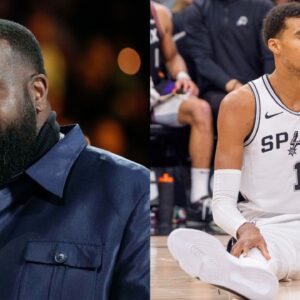 Kendrick Perkins (L), Victor Wembanyama (R)