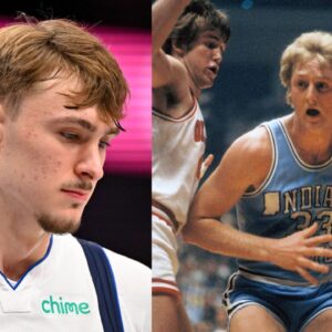 Cooper Flagg (L), Larry Bird (R)