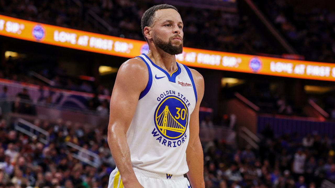 Golden State Warriors guard Stephen Curry (30) after a timeout during the second half against the Orlando Magic at Kia Center.