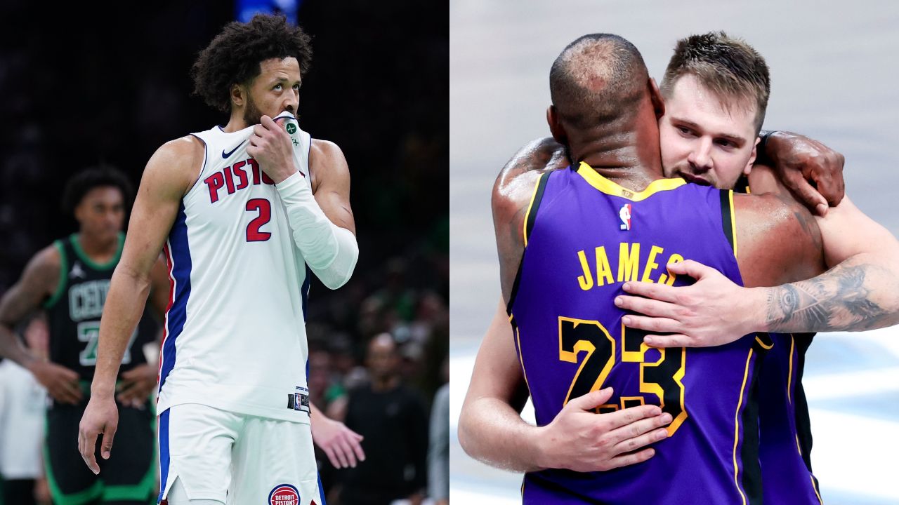 Cade Cunningham(L), LeBron James and Luka Doncic(R)