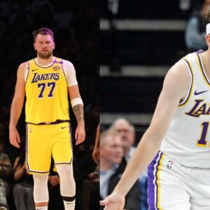 LeBron James, Luka Doncic (L), Austin Reaves (R)