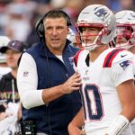 Mike Vrabel and Drake Maye