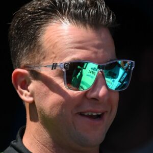 Aug 10, 2025; Watkins Glen, New York, USA; NASCAR Cup Series driver AJ Allmendinger (16) looks on prior to the Go Bowling at The Glen at Watkins Glen International