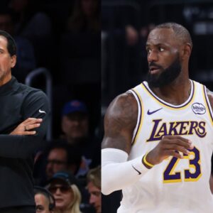 Erik Spoelstra (L), LeBron James (R)