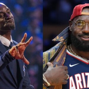 Kevin Garnett (L), LeBron James (R)