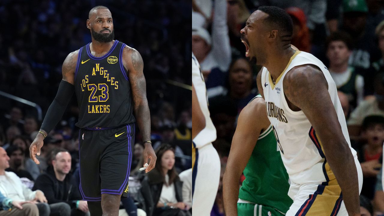 LeBron James(L) and DeAndre Jordan(R)