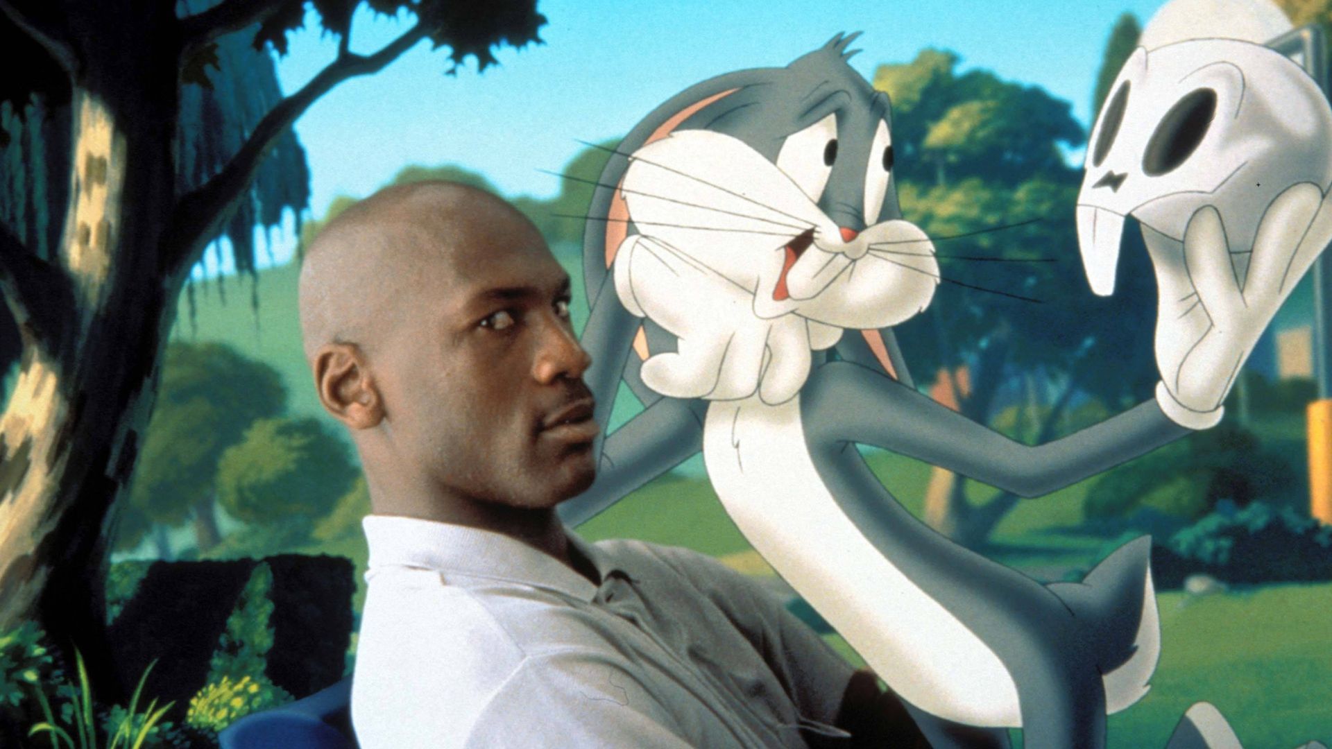 Space Jam - filmstill MICHAEL JORDAN & BUGS BUNNY in Space Jam Filmstill