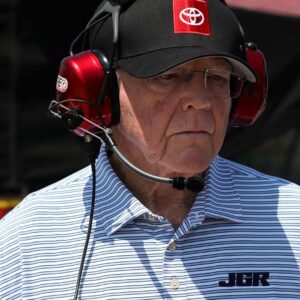 Aug 9, 2025; Watkins Glen, New York, USA; NASCAR Cup Series owner Joe Gibbs looks on from pit road during practice and qualifying for the Go Bowling at The Glen at Watkins Glen International