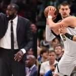 Kendrick Perkins (L), Nikola Jokic (R)