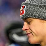 Cincinnati Bengals quarterback Joe Burrow (9) heads for the locker room after the fourth quarter of the NFL Week 14 game between the Buffalo Bills and the Cincinnati Bengals at Highmark Stadium in Orchard Park, N.Y., on Sunday, Dec. 7, 2025. The Bills overcame a halftime deficit to win 39-34.