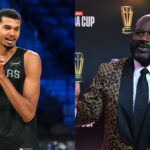 Victor Wembanyama (L) and Shaquille O'Neal (R)