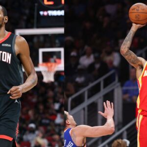 Kevin Durant (L), Nickeil Alexander-Walker (R)