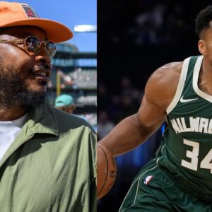 Carmelo Anthony (L), Giannis Antetokounmpo (R)