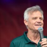Kenny Wallace speaks during the Kenny Wallace Live show on the midway before the NASCAR, Motorsport, USA Cup Series Enjoy Illinois 300