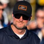 Nov 1, 2025; Avondale, Arizona, USA; NASCAR Xfinity Series team owner Dale Earnhardt Jr during the Xfinity Series Championship race at Phoenix Raceway.