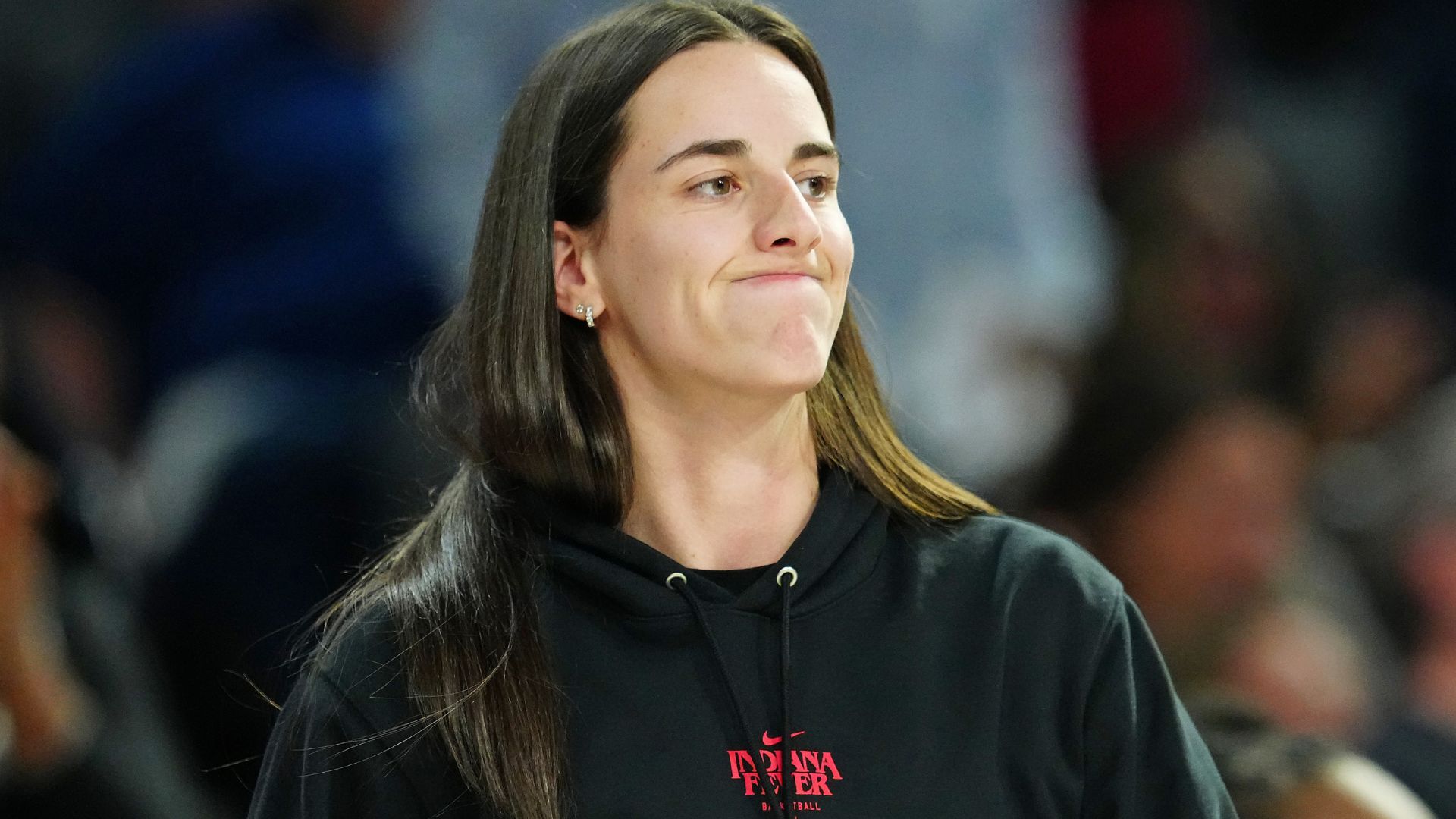 Sep 30, 2025; Las Vegas, Nevada, USA; Indiana Fever guard Caitlin Clark (22) reacts from the bench after a play made by the Las Vegas Aces during the fourth quarter of game five of the second round for the 2025 WNBA Playoffs at Michelob Ultra Arena.