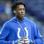 Indianapolis Colts cornerback Sauce Gardner (1) warms-up on the field Sunday, Dec. 28, 2025, ahead of the game against against the Jacksonville Jaguars at Lucas Oil Stadium in Indianapolis.
