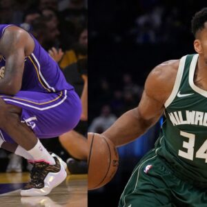 LeBron James (L), Giannis Antetokounmpo (R)