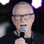 LAS VEGAS, NV - OCTOBER 15: Former NASCAR, Motorsport, USA driver Mark Martin speaks to fans in the Neon Garage before for the NASCAR Cup Series Playoff South Point 400