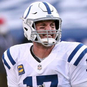 Colts quarterback Philip Rivers is angry with himself after missing a receiver. Jg 010921 Bills 26