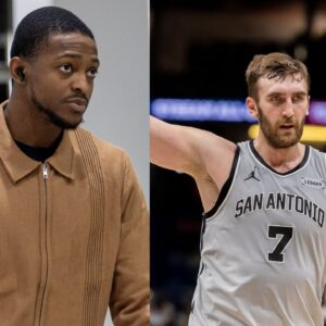 De'Aaron Fox (L), Luke Kornet (R)