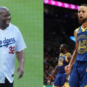 Magic Johnson (L) and Stephen Curry (R)