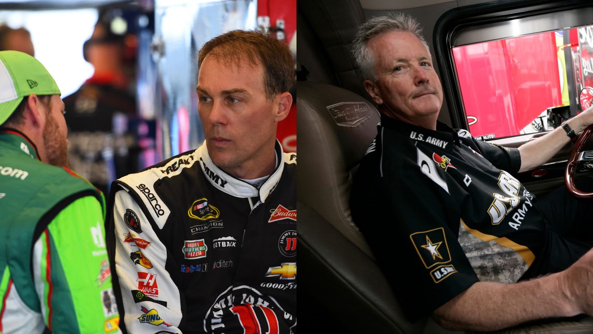 Dale Earnhardt Jr. and Kevin Harvick (L) and Rick 'Otis' Hodges (R)