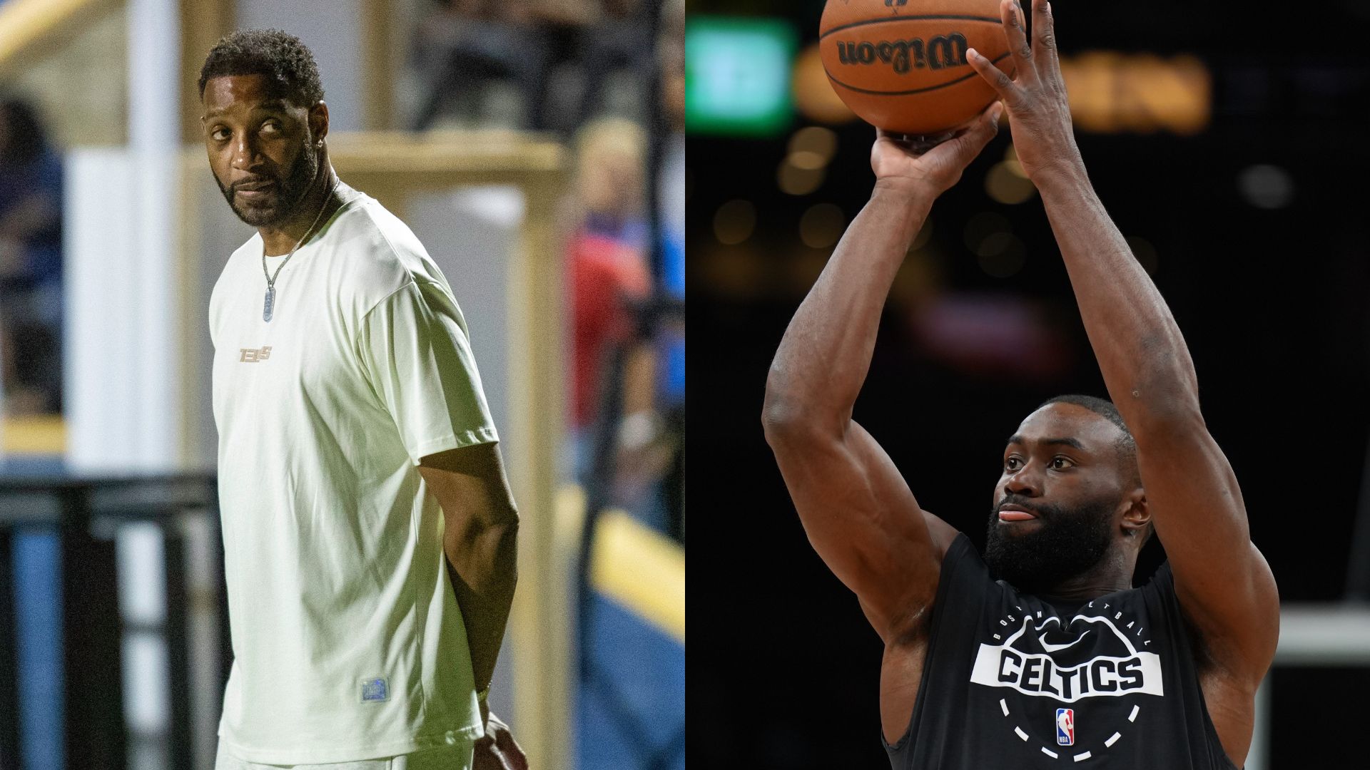 Tracy McGrady (L) and Jaylen Brown (R)
