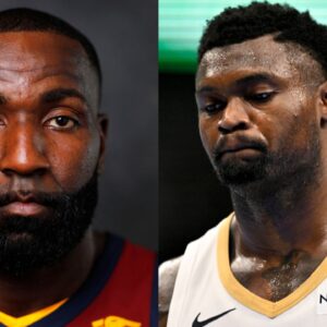 Kendrick Perkins (L), Zion Williamson (R)